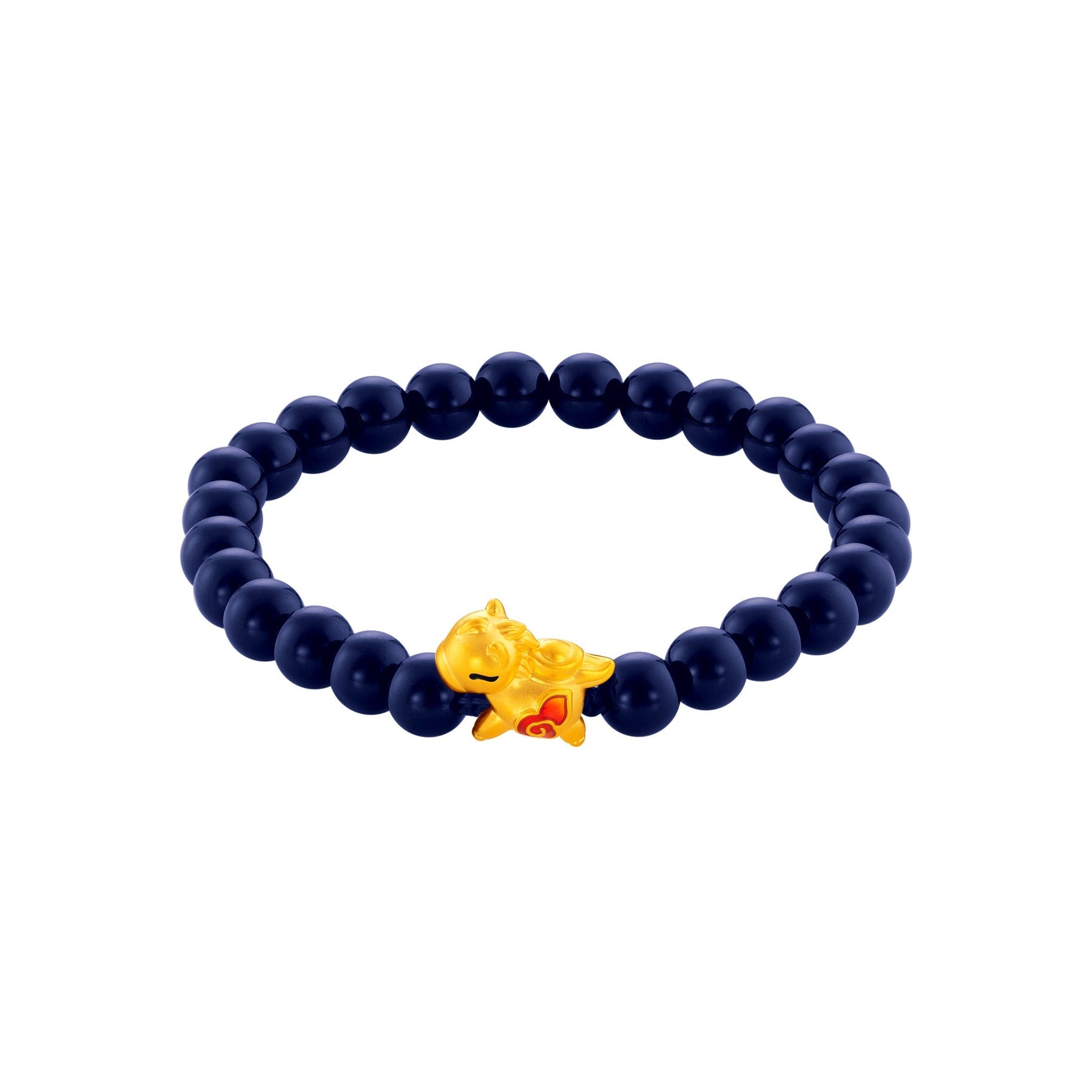 999 Gold Mini Horse 马到功成 with Auspicious Beads Bracelet