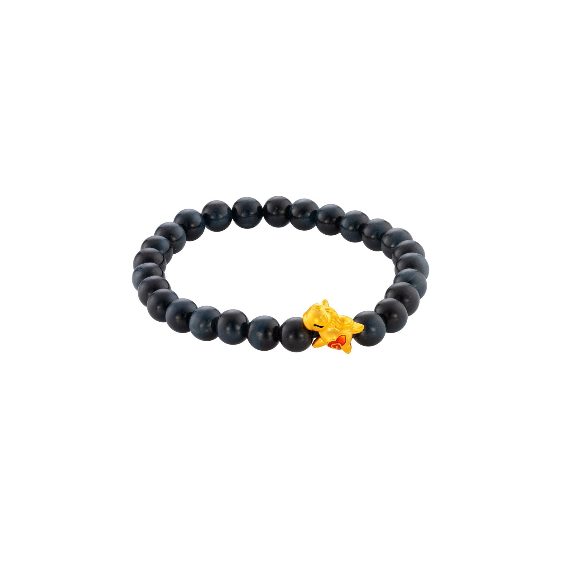 999 Gold Mini Horse 马到功成 with Auspicious Beads Bracelet