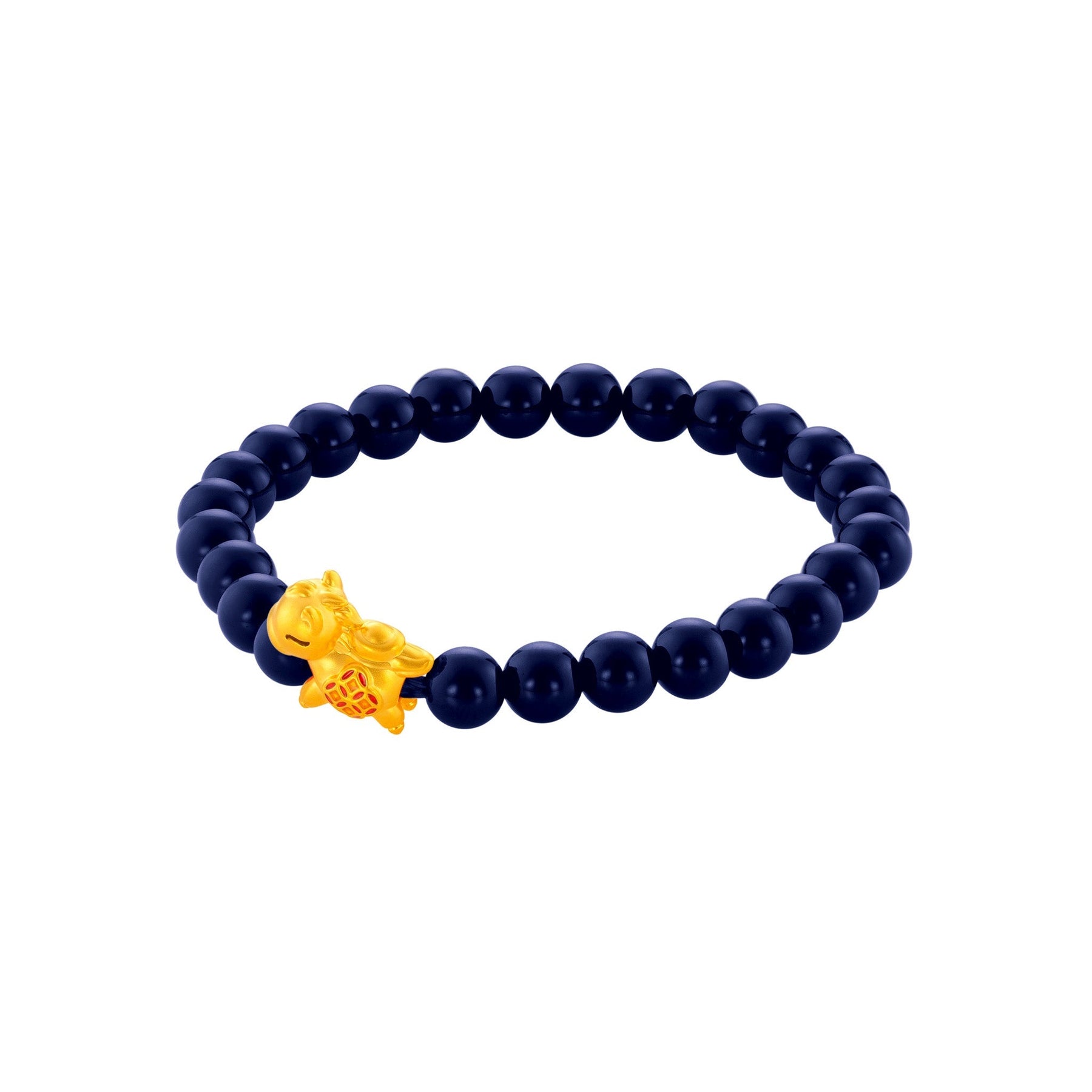999 Gold Mini Horse 马到功成 with Auspicious Beads Bracelet