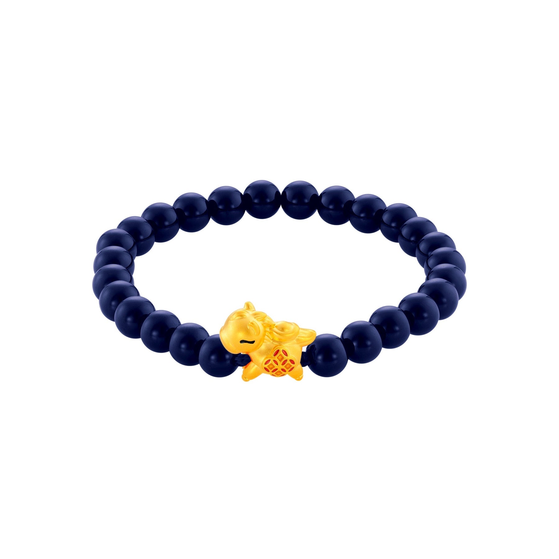 999 Gold Mini Horse 马到功成 with Auspicious Beads Bracelet