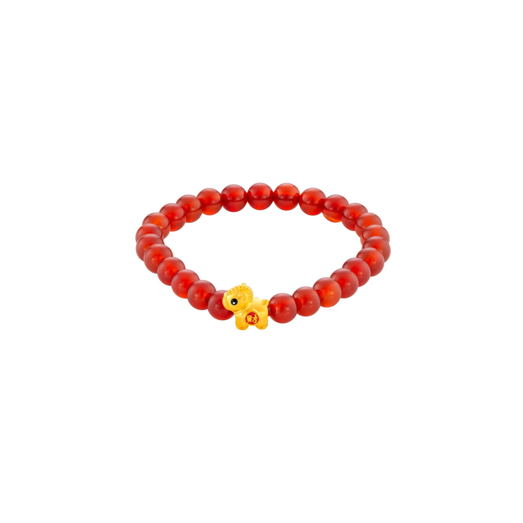 999 Gold Mini Horse 马到功成 with Auspicious Beads Bracelet