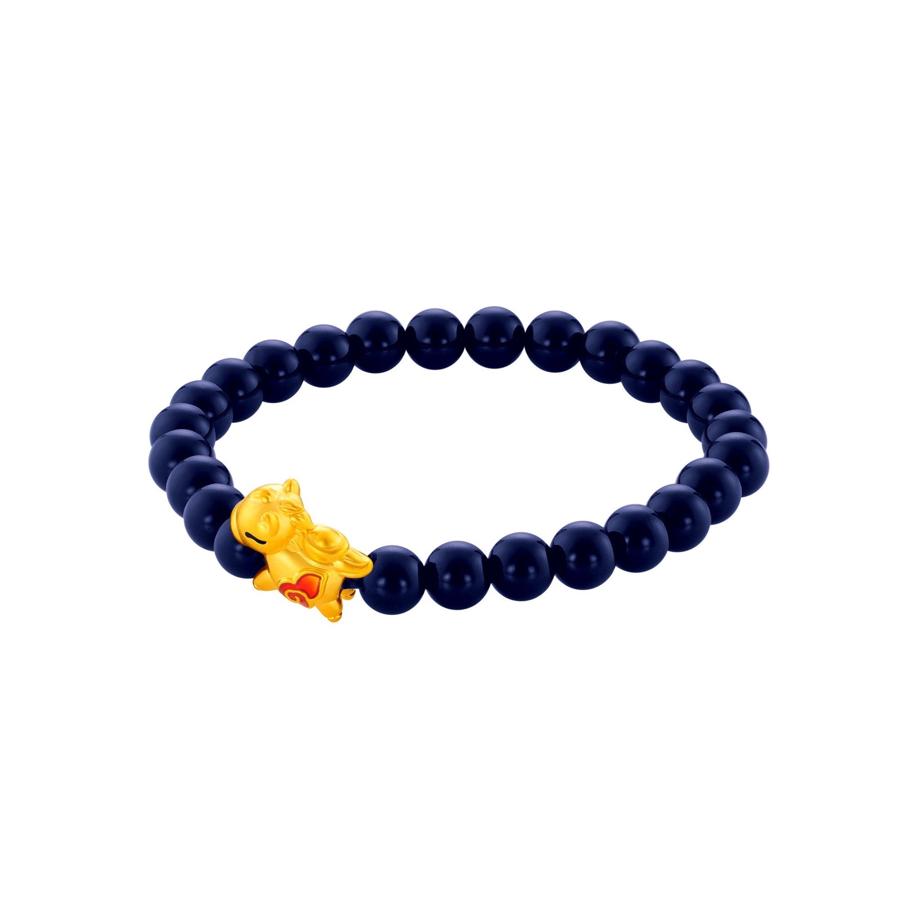 999 Gold Mini Horse 马到功成 with Auspicious Beads Bracelet