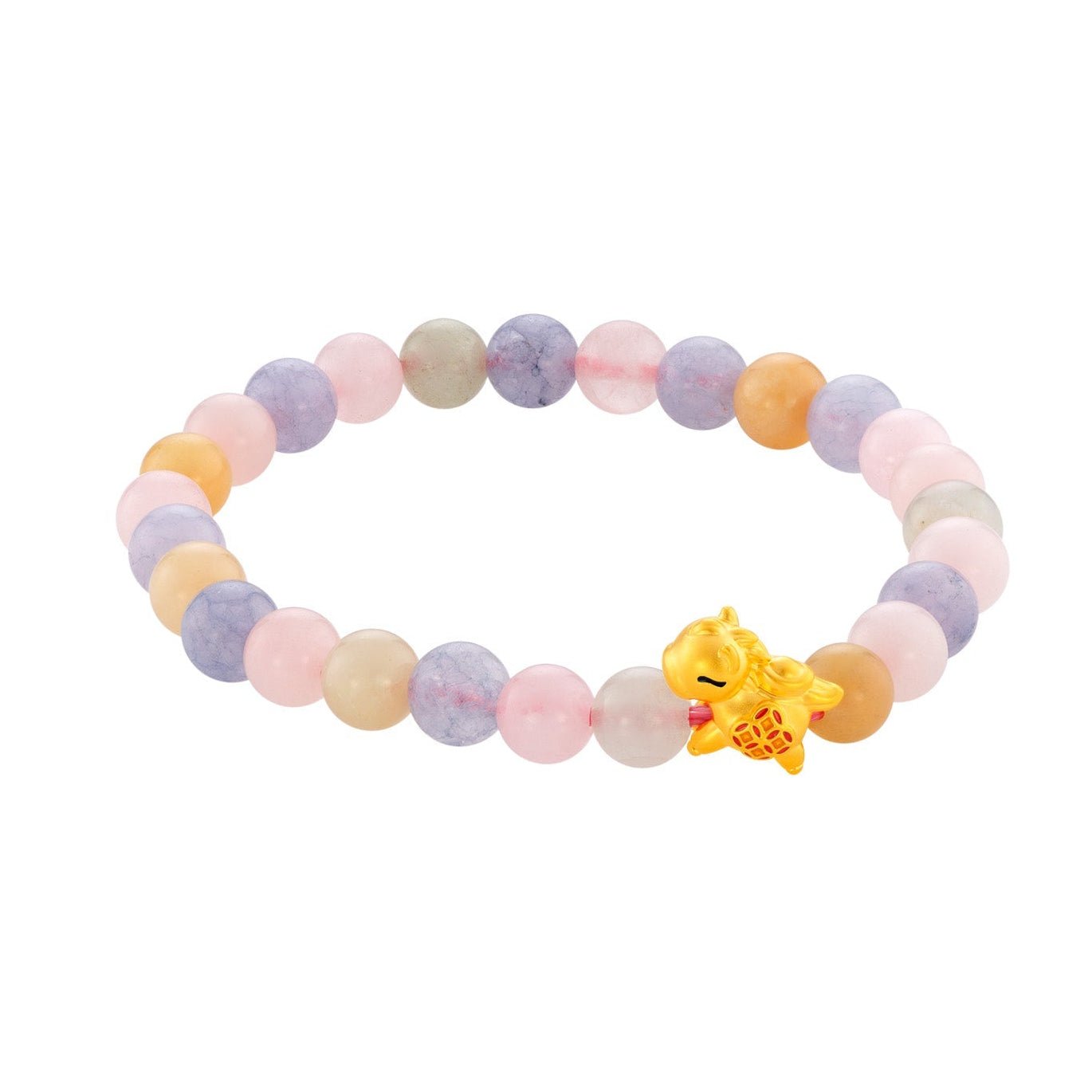 999 Gold Mini Horse 马到功成 with Auspicious Beads Bracelet