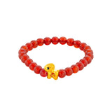 999 Gold Mini Horse 马到功成 with Auspicious Beads Bracelet