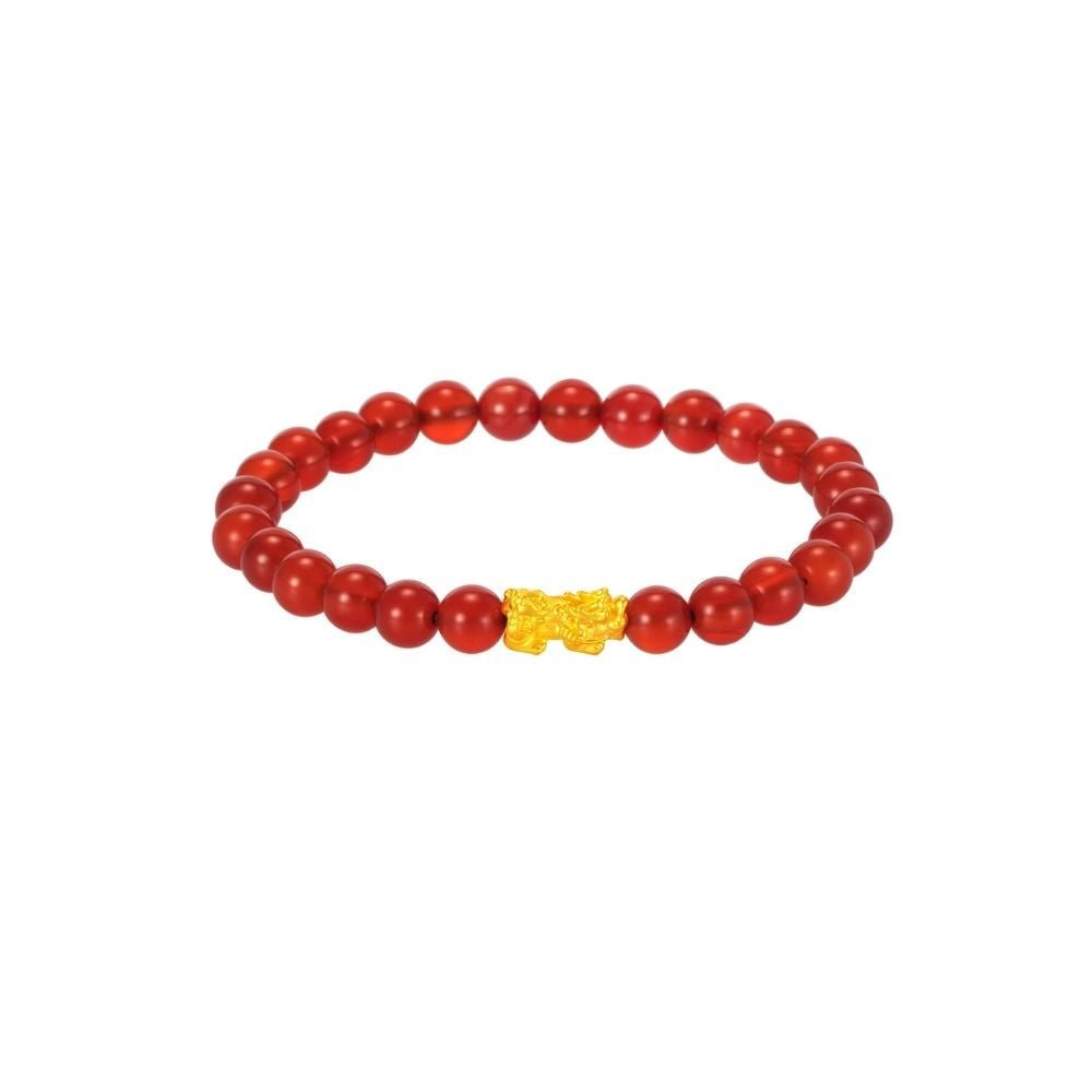 999 Gold Mini Pixiu 貔貅 with Auspicious Beads Bracelet