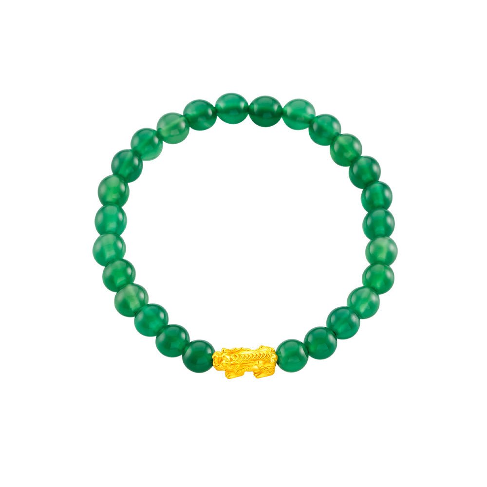 999 Gold Mini Pixiu 貔貅 with Auspicious Beads Bracelet
