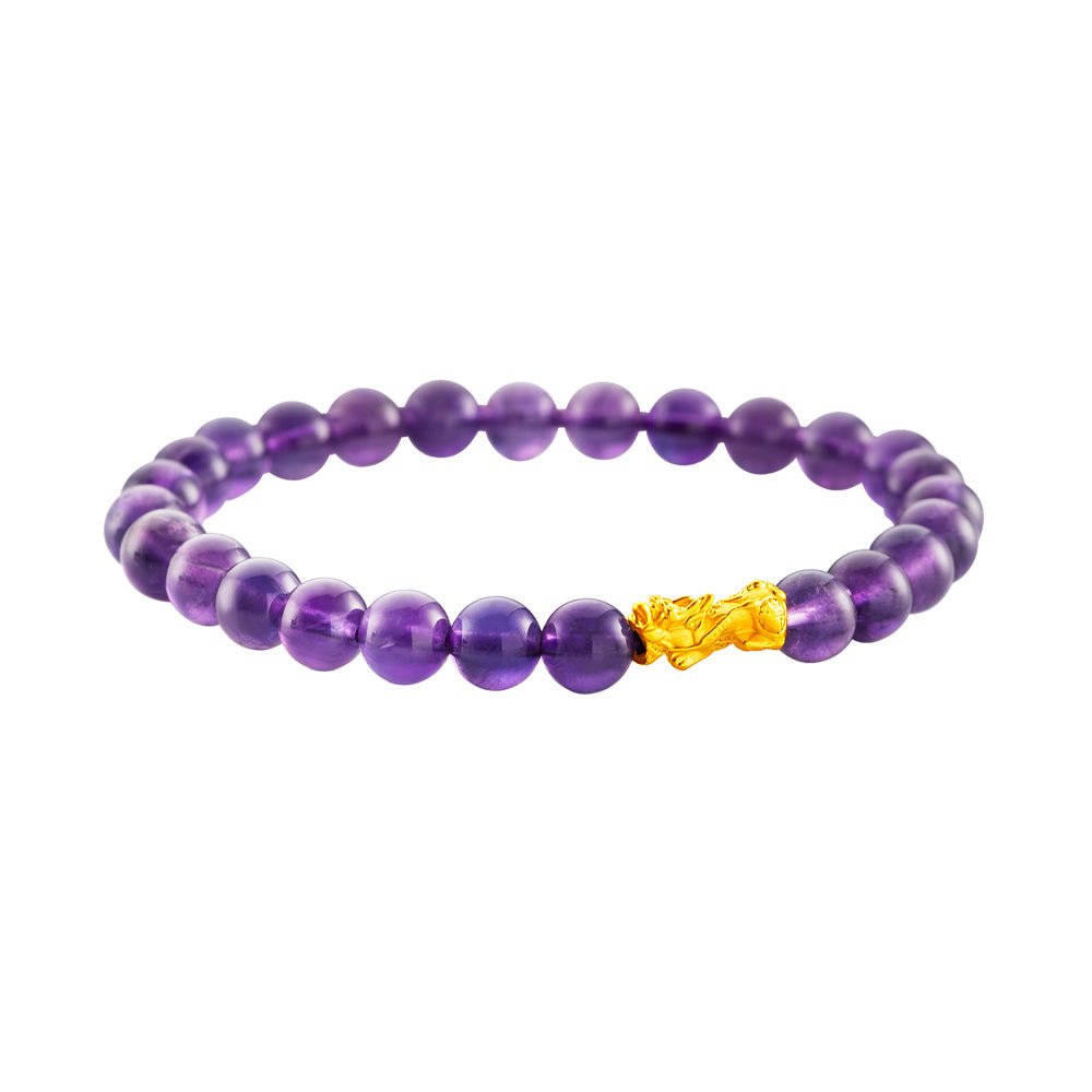 999 Gold Mini Pixiu 貔貅 with Auspicious Beads Bracelet