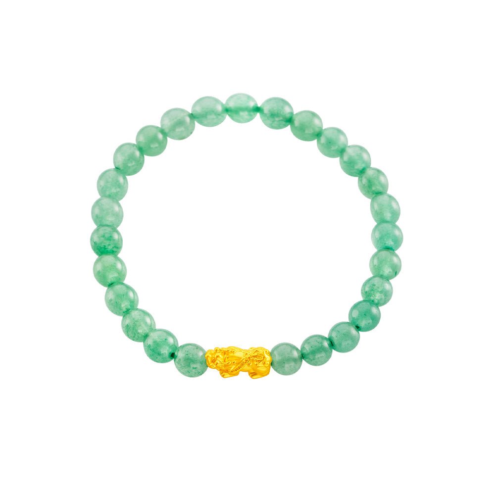 999 Gold Mini Pixiu 貔貅 with Auspicious Beads Bracelet