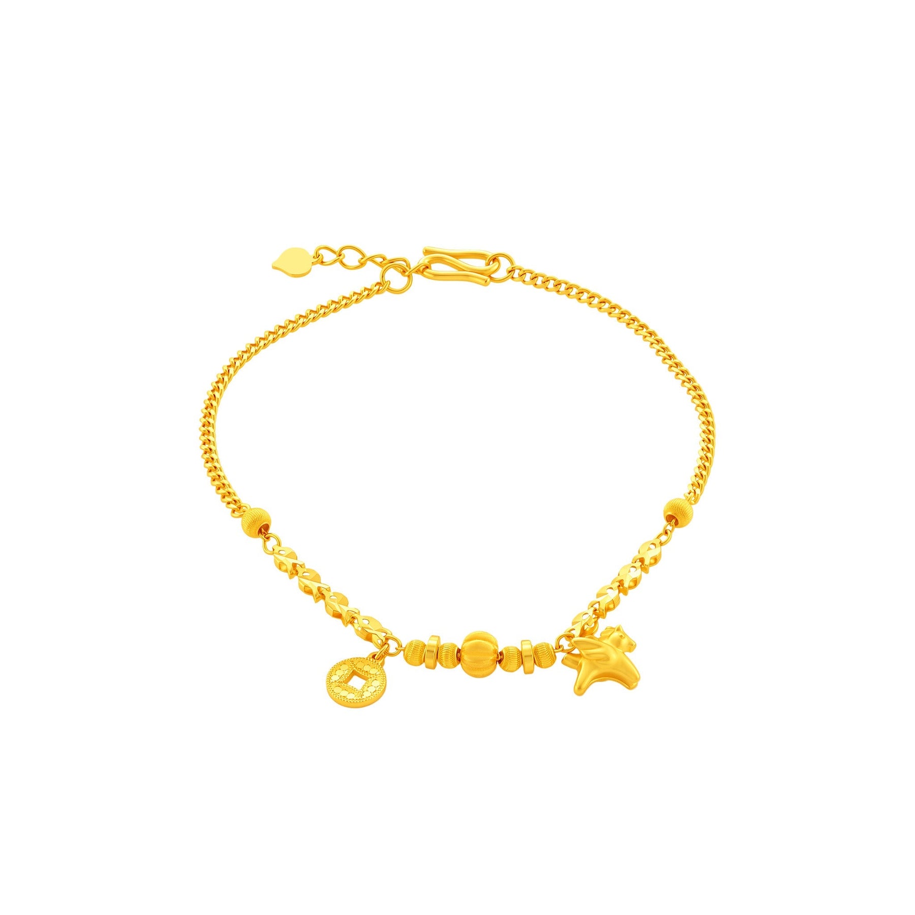 999 Gold Pegasus Fortune Ancient Coin Bracelet (飞黄腾达)