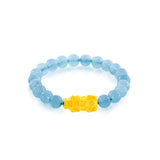 999 Gold Pixiu with Aquamarine Bracelet