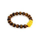 999 Gold Pixiu with Gold Dragon Tiger's Eye Bead Bracelet