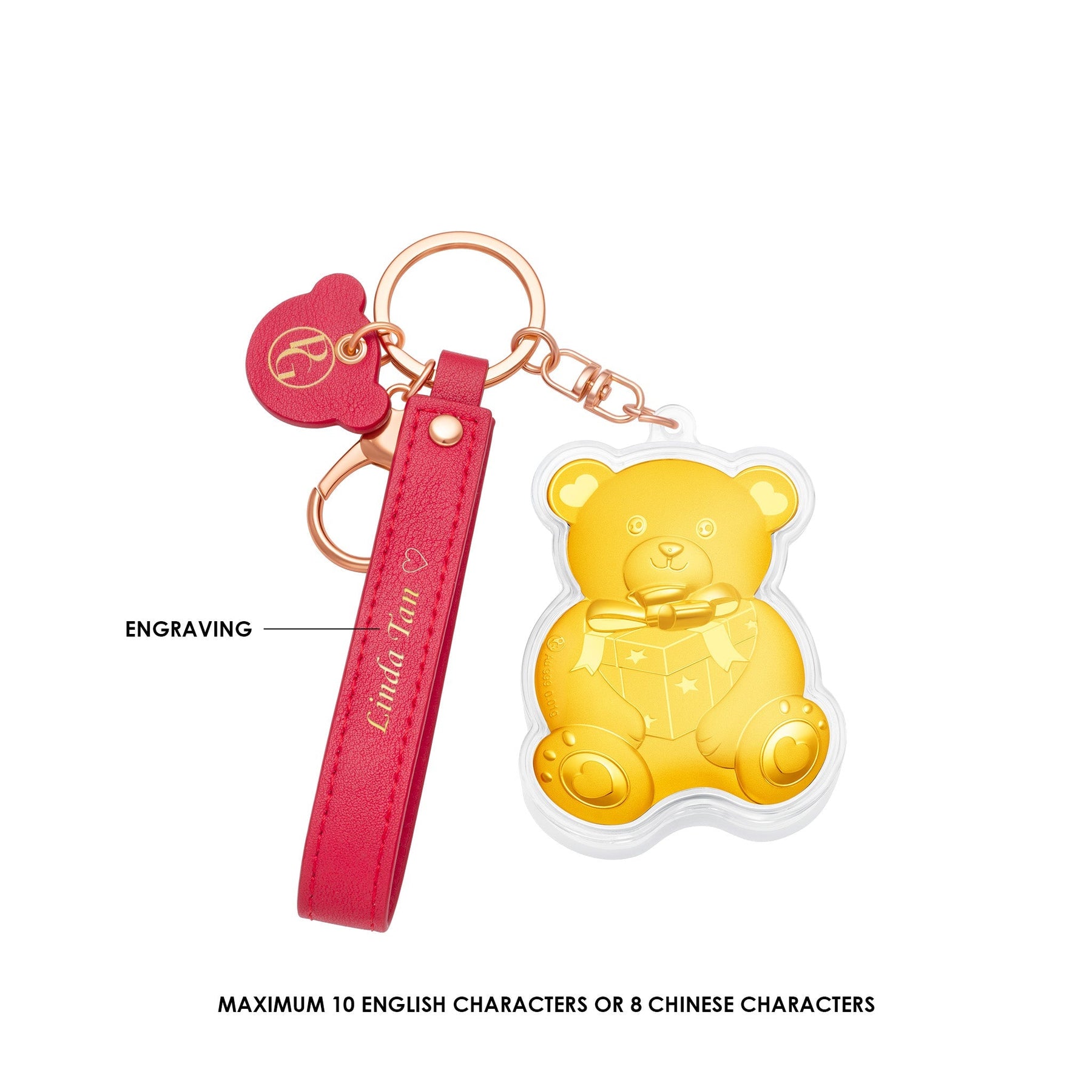 999 Gold Teddy Keychain