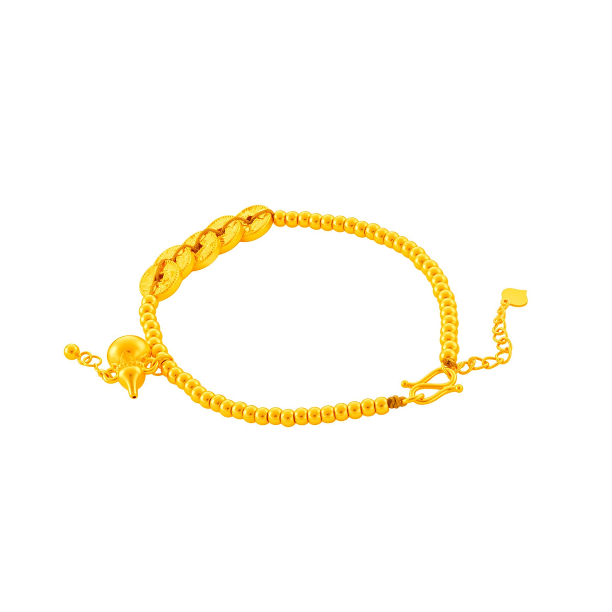 999 Gold Wealth Gourd Fortune Coins Bracelet
