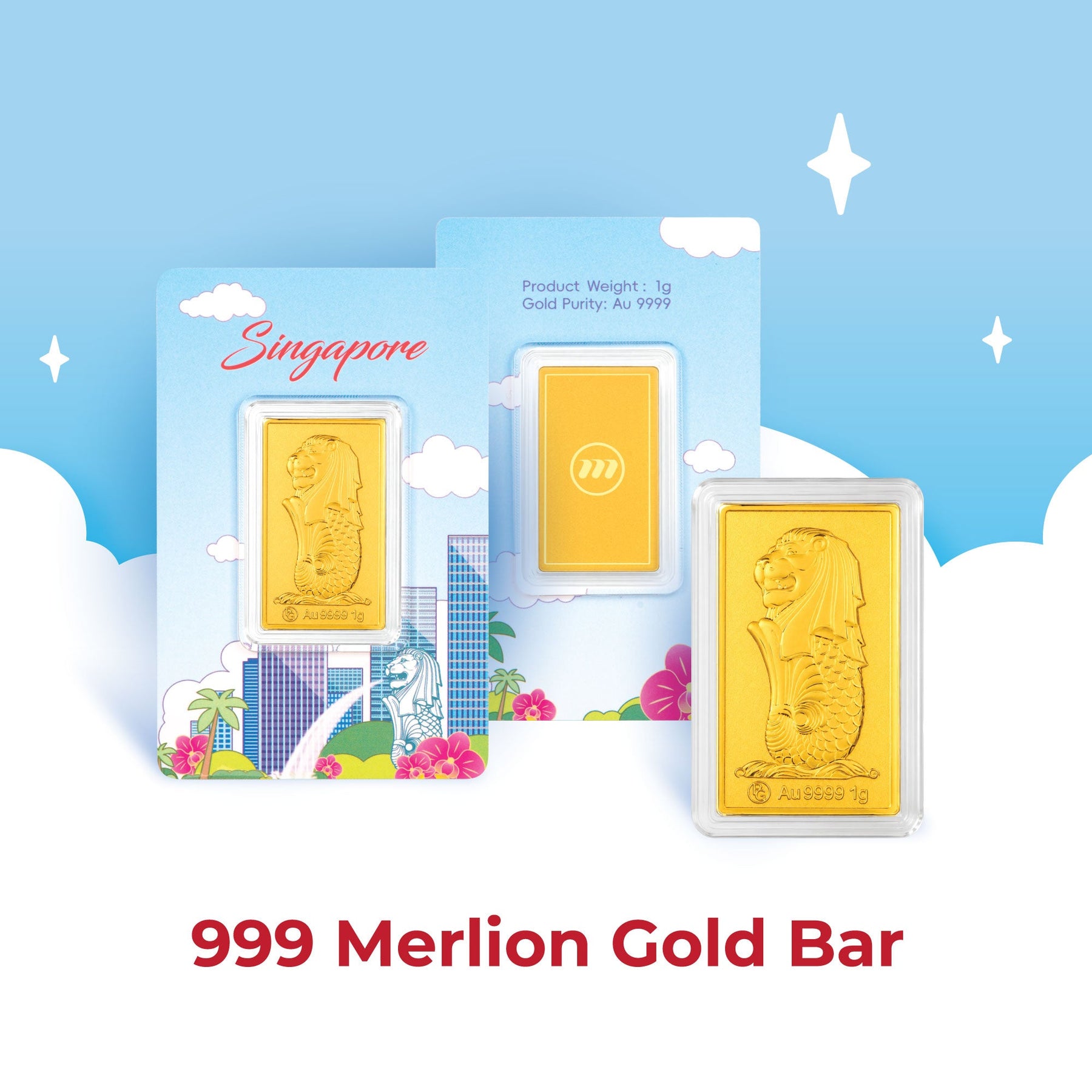 999 Merlion Gold Bar