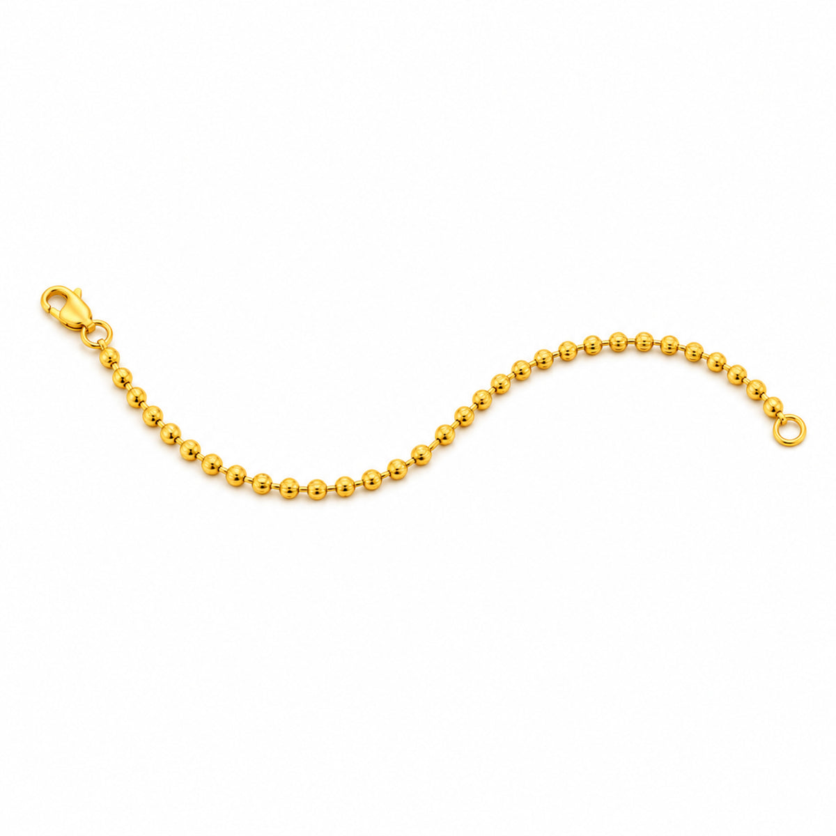 NB0086.1 916 Gold Bracelet, horizontal S-curve with two opposing bends and both clasp ends visible
