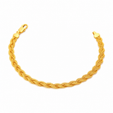 916 Gold Braided Mesh Bracelet in C smiley style with clasp at 11 o'clock
