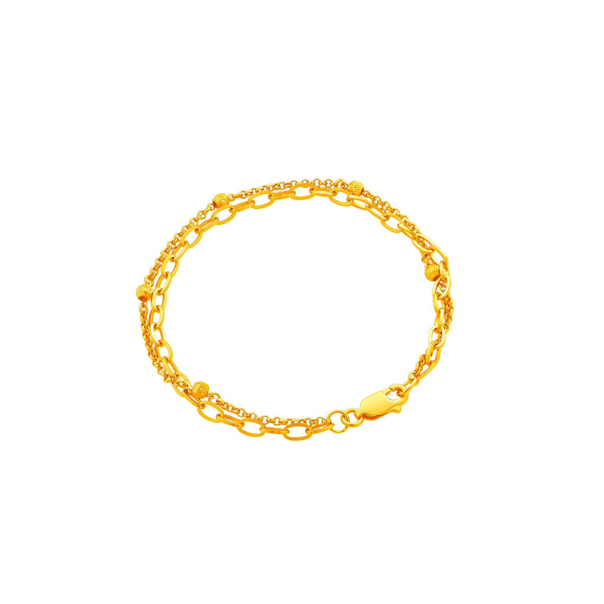 916 Gold Double Layer Oval Link Bracelet – alternate view