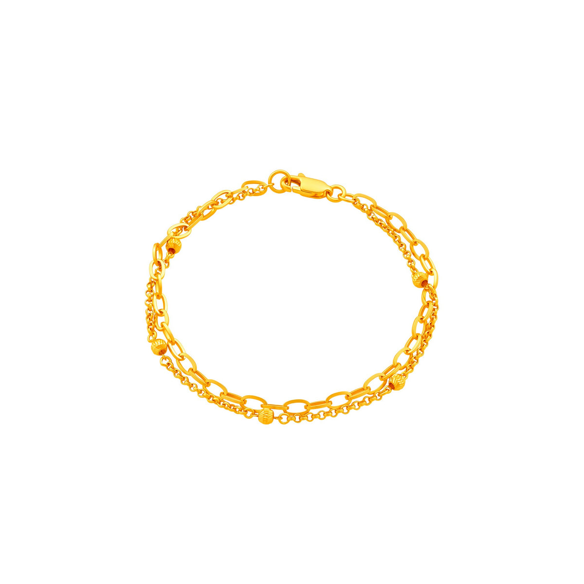 916 Gold Double Layer Oval Link Bracelet – circular front view