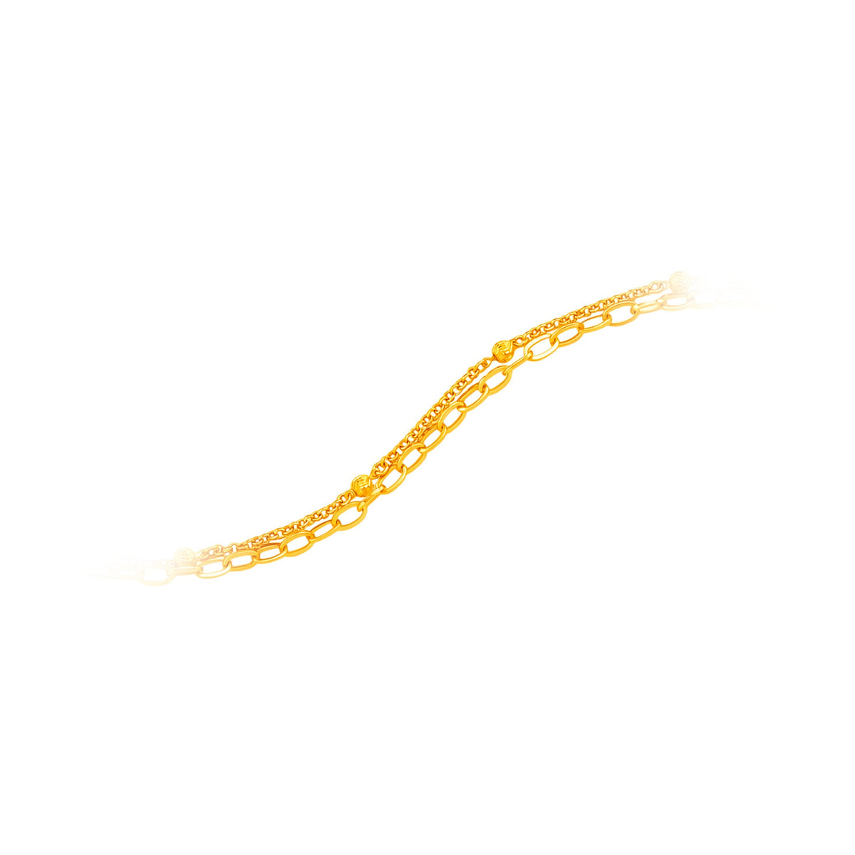 916 Gold Double Layer Oval Link Bracelet – draped view