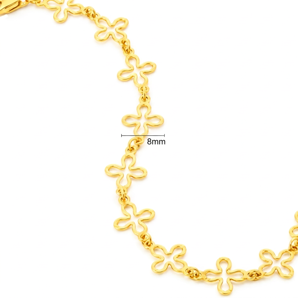 916 Gold Butterfly Link Bracelet in S style with clasp at 11 o'clock