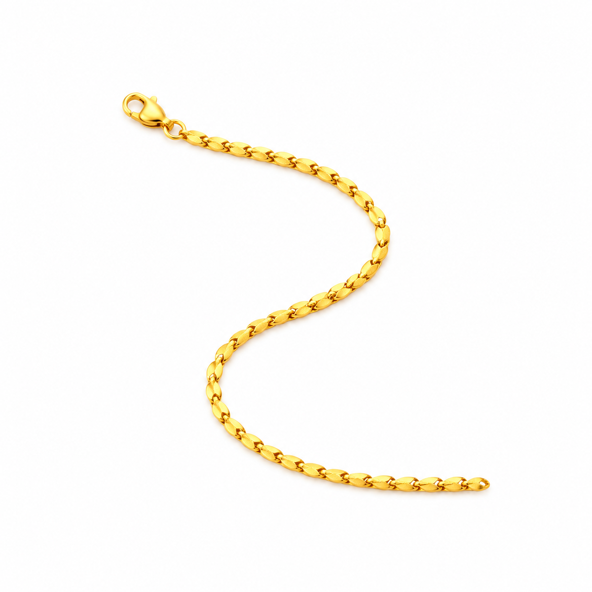 916 Gold Rice Link Bracelet in S style with clasp at 11 o'clock