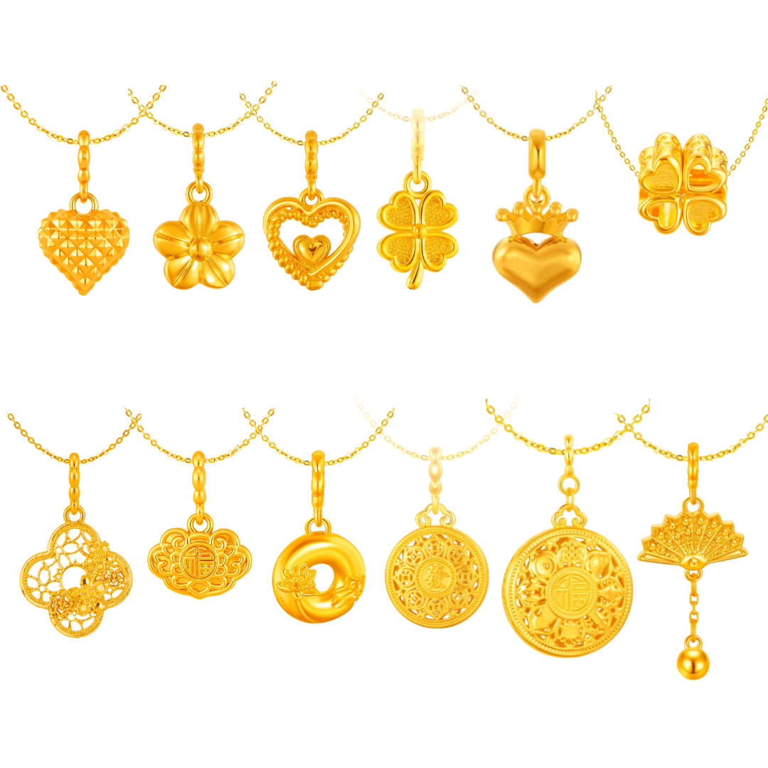 [CheapSgFinds Exclusive] 916/999 Gold Pendant Bundle | Free 925 Chain + Pearl Bag Chain (For TikTok)