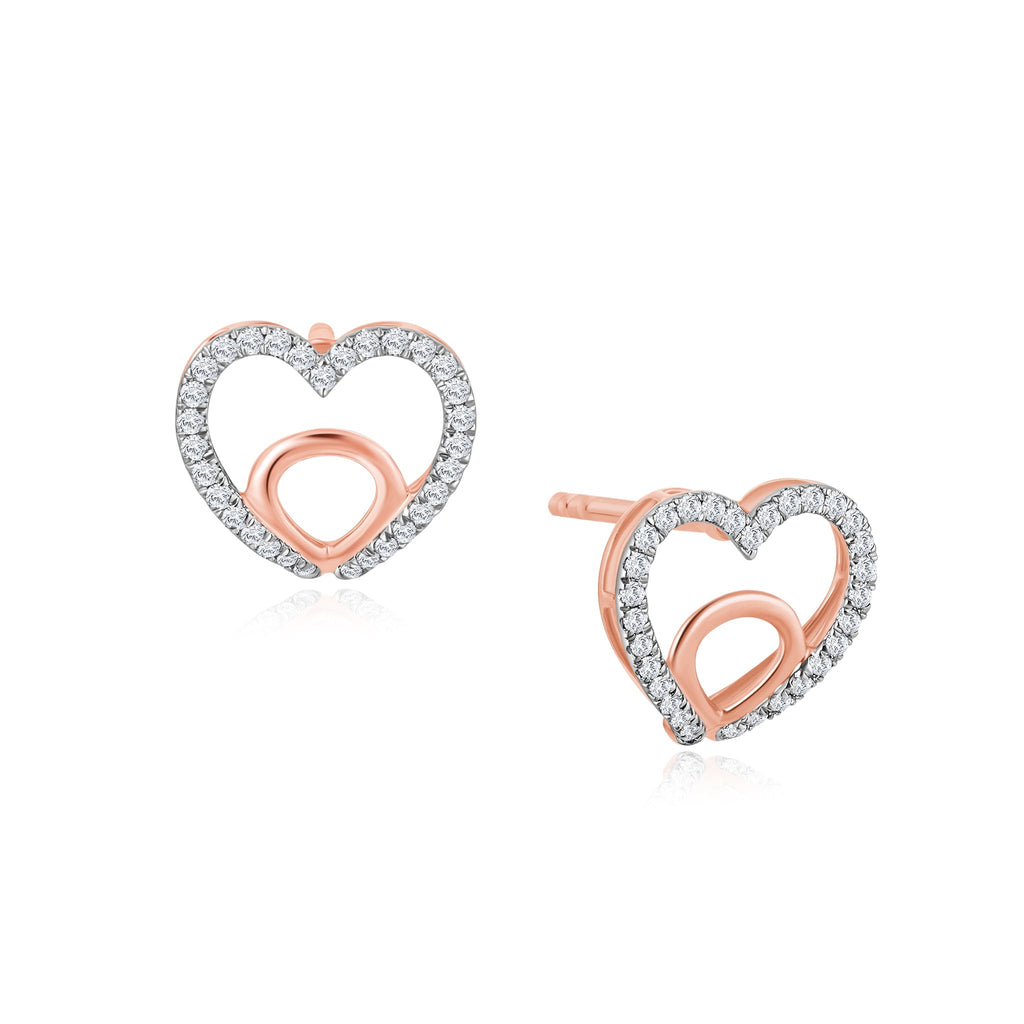 14K Rose Gold Radiant Romance Diamond Earrings - MoneyMax Jewellery