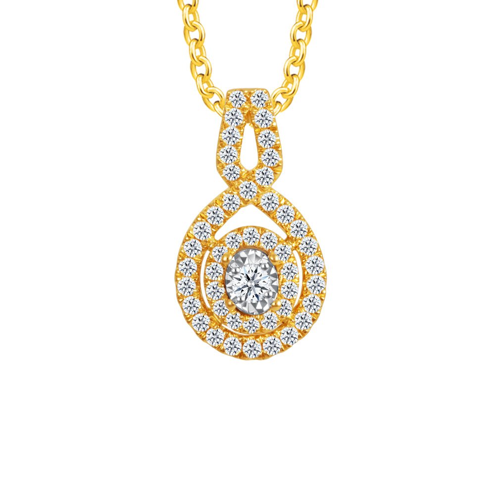 18K Two Toned Sweet Devotion Diamond Pendant - MoneyMax Jewellery