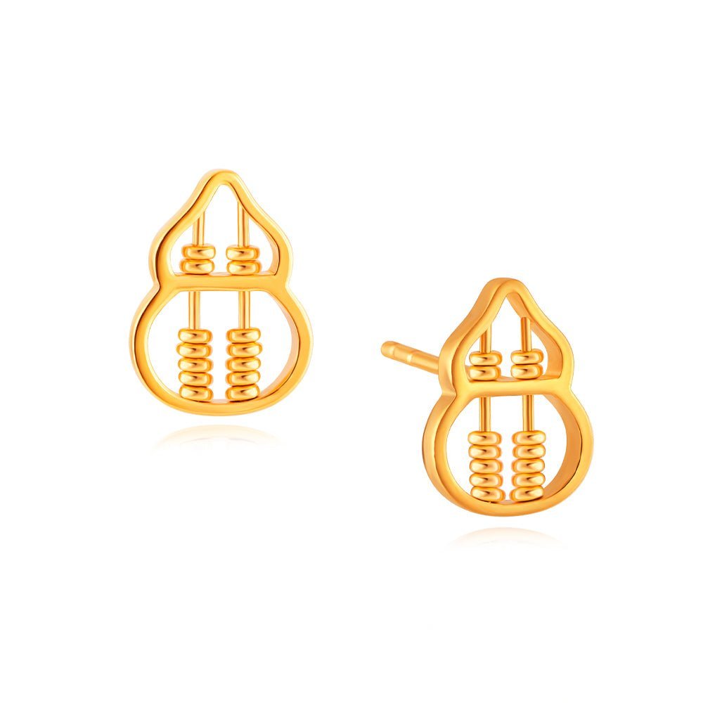 916 Gold Blessings Gourd Abacus Earrings