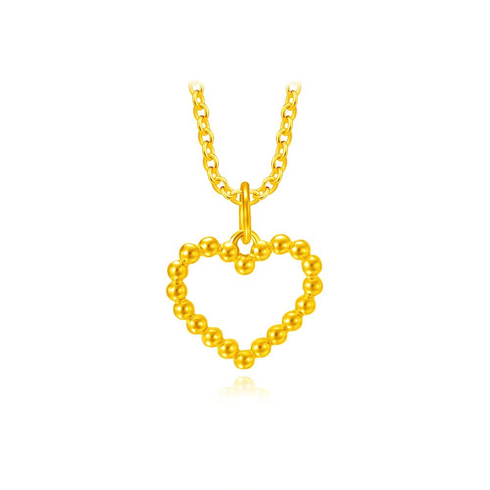 916 Gold Blissful Beaded Heart Pendant