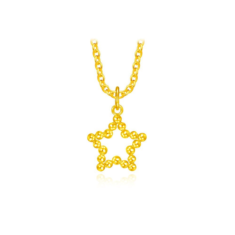 916 Gold Blissful Beaded Starry Pendant