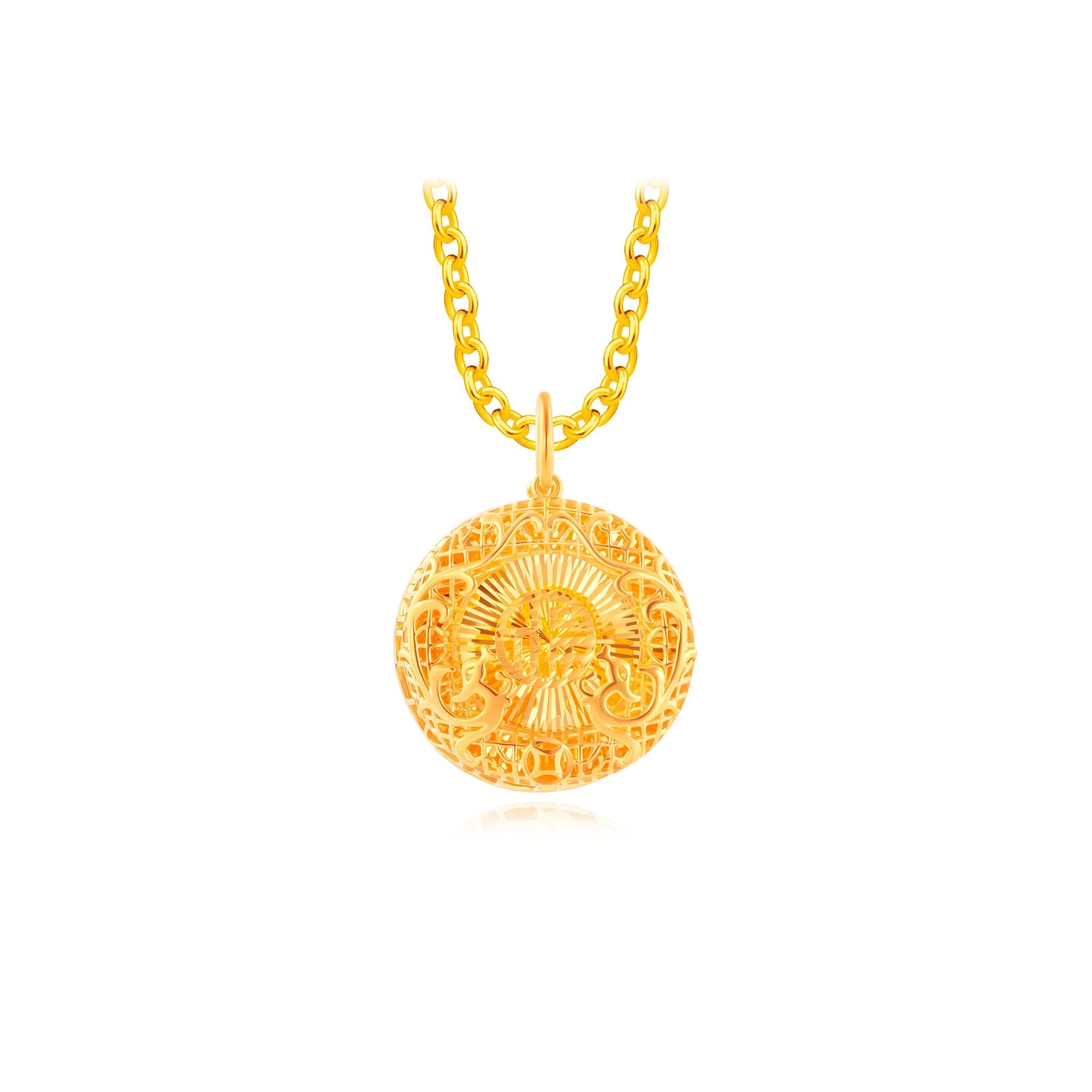 916 Gold Double Dragon Pendant