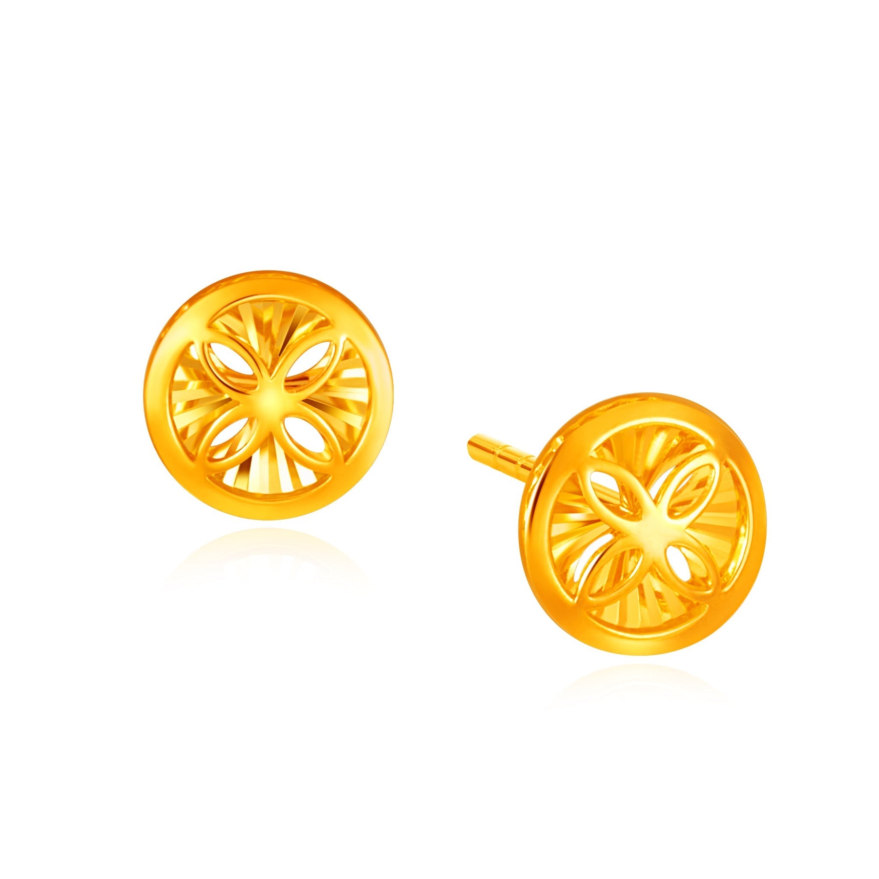 916 Gold Floral Emblem Earrings
