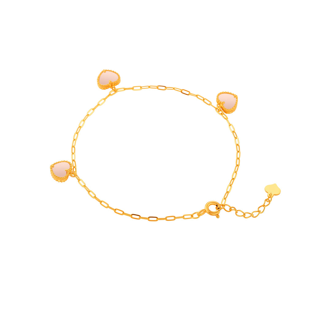 916 Gold Heart Mother of Pearl Bracelet - MoneyMax Jewellery