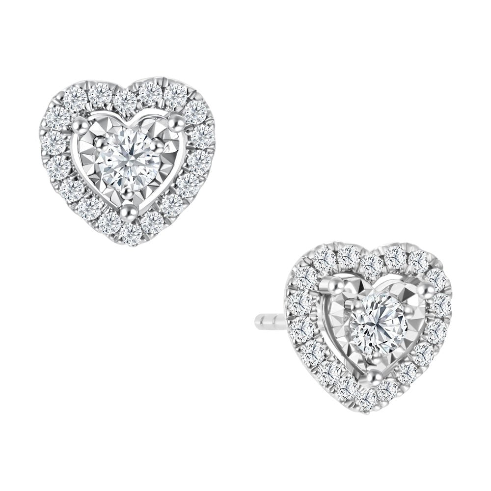 Classic Heart Diamond Earrings - MoneyMax Jewellery