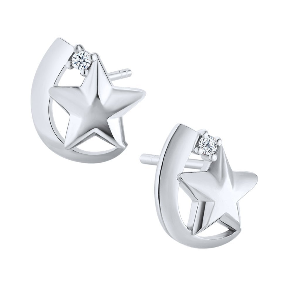 Moissanite Crescent Star Earrings