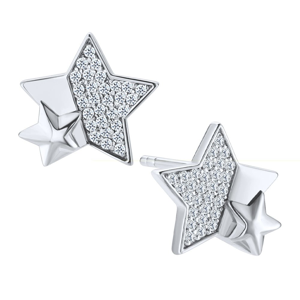 Moissanite Double Stars Earrings - MoneyMax Jewellery