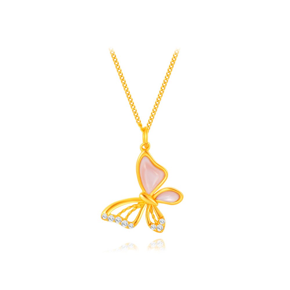 Mother of Pearl Butterfly Necklace - MoneyMax Jewellery