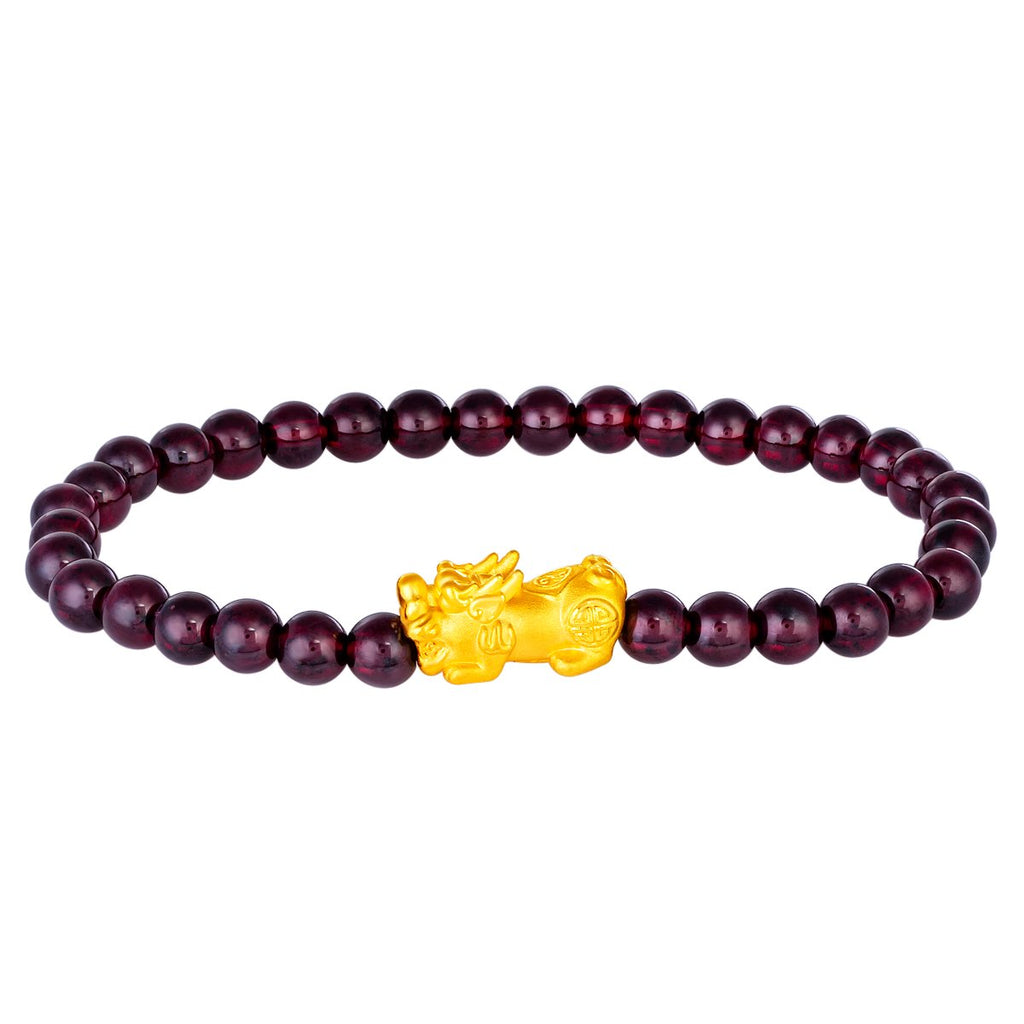 Pixiu with Garnet Beads Bracelet - MoneyMax Jewellery
