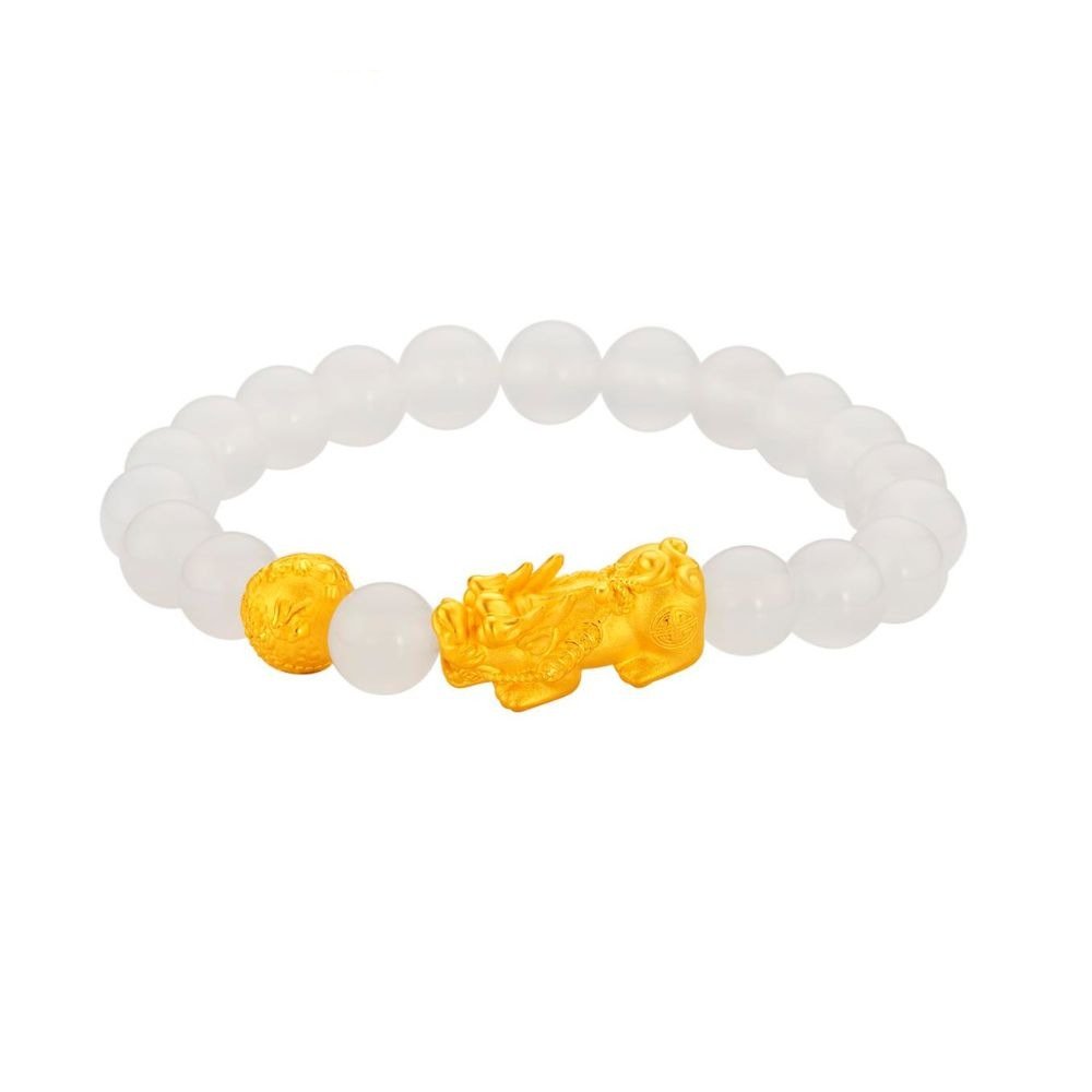 Pixiu with White Agate Beads Bracelet - MoneyMax Jewellery