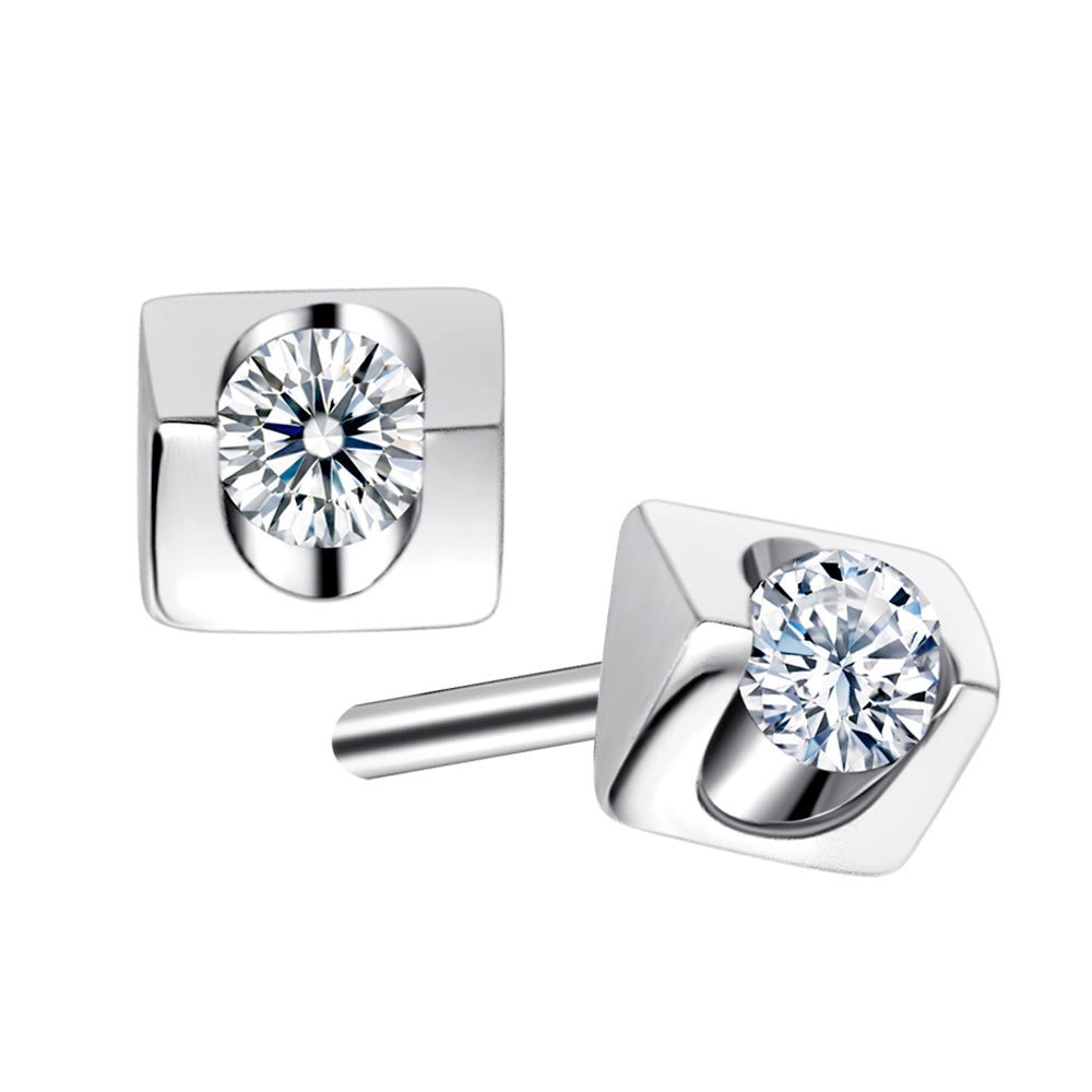 White Gold Pyramid Diamond Earrings