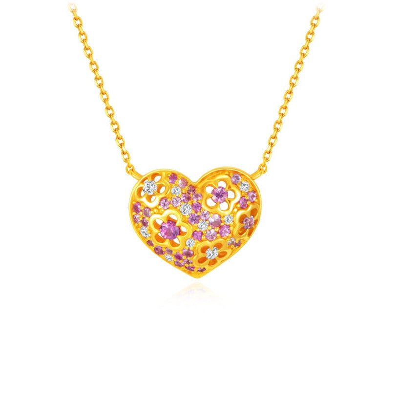 Rose Gold Sapphire Love Gem Necklace - MoneyMax Jewellery