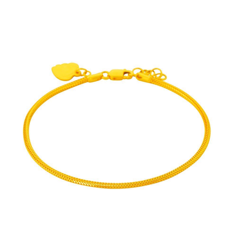 Round Herringbone Chain with Heart Tag Bracelet - MoneyMax Jewellery