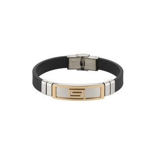 Stainless Steel and Gold Plated Rubber Bracelet - MoneyMax Jewellery